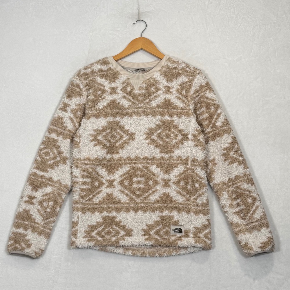 The North Face Tan Aztec Sherpa Fleece Pullover Fits Small